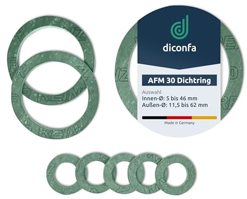 diconfa AFM30 Flachdichtung - WÄHLENBAR ==> 1/4 bis 2 Zoll - 1 bis 200 Stück // AUSWAHL: 3/4'' (24x17x2mm), 60 Stück - Dichtung Dichtring Dichtungsring Heizung Wasser Sanitär Solar Armatur