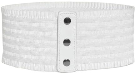 YIMAIWLX gürtel Damen Damen Breiter Bund Stretch Kleid Elastische Druckknopf Korsett Gürtel-weiss-70-95cm