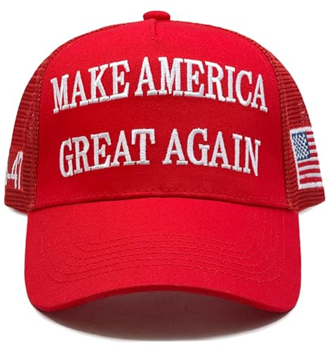 Trump 2024 Mütze 45-47 MAGA Hat Make America Great Again Donald Trump Stickerei Slogan mit USA-Flagge verstellbare Baseballkappe, Red Mesh 45-47 Maga Hat, Einheitsgröße