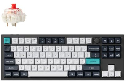 Keychron Q3 Max QMK/VIA Kabellose Mechanische Tastatur, Vollmetall, Programmierbarer Knopf, 2.4 GHz/Bluetooth/Kabelgebundene Tastatur mit Hot-Swappable, Carbon Black, Gateron Jupiter Red