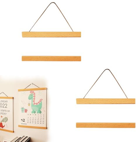 Molyorch 2 Paquetes Marco Fotos Madera Magnética, Barra magnética para pósteres, 21CM Listones para póster magnéticos de Madera para Colgar pósters, para pósteres y Fotos