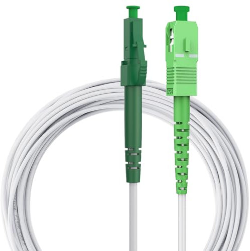 LovYiu Glasfaserkabel LC APC auf SC APC 15M, LWL Patchkabel Singlemode Simplex 9/125μm FTTH Lichtwellenleiter LSZH, Weiß, 15 Meter