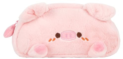 LA HUATE Kid's Super Cute Plush Pencil Case Pig Design Pencil Holder Pen Case for School Children Students
