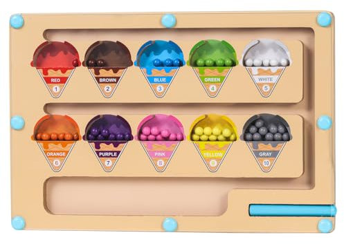 Magnetisches Farb und Zahlen Labyrinth, Montessori Spielzeug aus Holz, Farbsortier Zählbrett, Feinmotorik magnetisch Spielzeug für Kleinkinder, Jungen und Mädchen