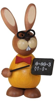 Osterfigur Hase Lehrer mit einer Tafel stehend bunt BxHxT 7x12x6,5cm NEU Erzieher Lehrkraft Hase Osterdeko Holzhase Osterdeko Osterhasenfigur Ostern Korb Osterei Frühling Erzgebirge Seiffen