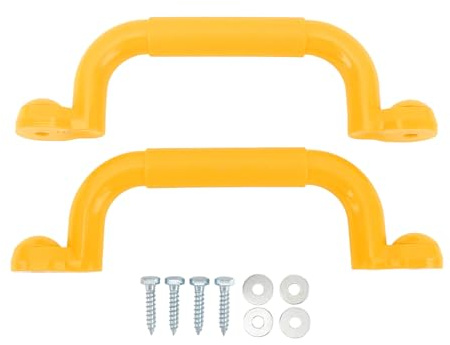 Keenso Outdoor-Schaukelsets, Sicherheitsgriffe, Set mit 2 Metall-Spielplatzgriffen 9,4 X 2,8 Zoll, Spielset-Haltegriff, Klettergerüst-Handläufe für, Spielhaus-Baumhaus (Yellow)