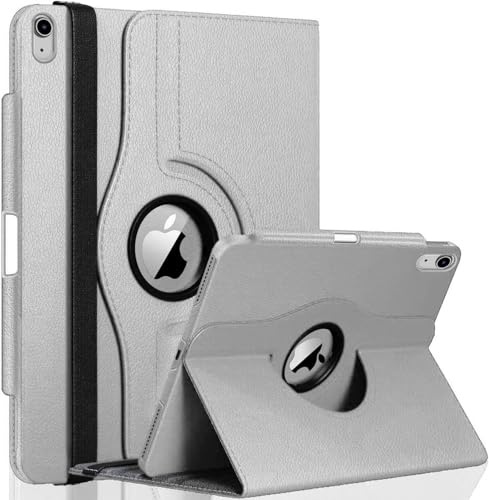GALTD for iPad A16 Case, 11th Generation 11inch/iPad 10th Generation Case 10.9 (2025-2022) Auto Wake/Sleep Cover with Pencil Holder & Elastic Band, Multi-Angle Stand, 360 Rotating Smart, Silver