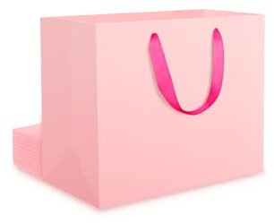 EUSOAR Petits Sacs Cadeaux Rose - 10 pièces Sacs Papier avec Poignée - 230GSM Pochette Cadeau S 22x10x18cm - Gift Bags d'Anniversaire Emballage de Fête