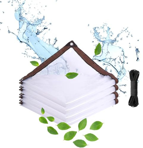 Bache de Serre, Bache Anti Pluie Transparente Ultra RéSistante BâChe ImperméAble ExtéRieur Toile pour Pergola avec Oeillets en Aluminium Bache Etanche pour Jardin, Piscine (3 * 3m)