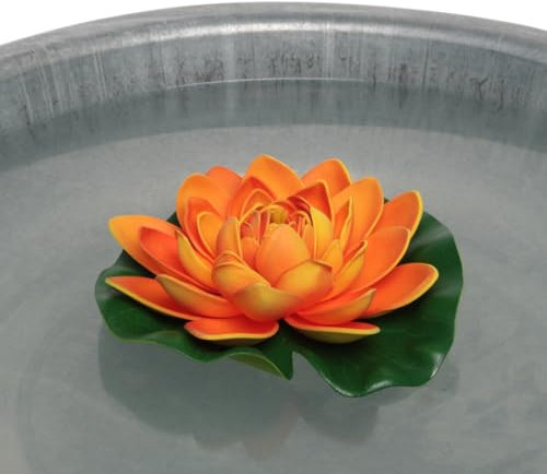 itsisa Seerose für Schwimmschale orange D:18 cm, als Teich Deko, Deko für Vogeltränke etc. - Schwimmblüte, Schwimmkerzen