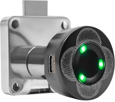 WindWilder Fingerabdruck Schublade Schloss, Smart Fingerprint Lock kann 20 Fingerabdrücke Speichern, USB-Aufladung, Fingerabdruckschloss für Schubladen und Schränke (Schwarz, 22mm)