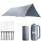 Trail Camping Tarp Shelter 3m x 3m, Lightweight Waterproof 4000mm HH, UPF50+ UV Protection, Portable Heavy Duty Outdoor Camp Rain Fly Tarpaulin, Sun Hammock Canopy with Pegs, Guy-Lines, Bag (No Poles)