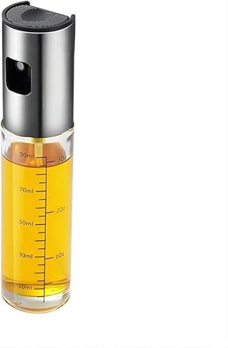 Botella pulverizador de aceite, botella de vidrio con tapa de acero inoxidable, dispensador de spray de cocina para aceite, vinagre, salsa de soja, zumo de limón o vino.100 ML