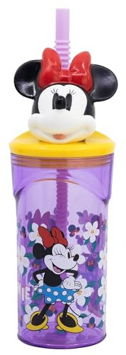 Stor Vaso Infantil Reutilizable con Pajita y Tapa con figurita 3D y Capacidad de 360 ml de Minnie