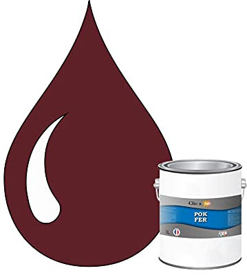 POK Peinture fer antirouille - Laque extérieure Semi-Brillante FER - 1L - RAL 3005 Rouge vin