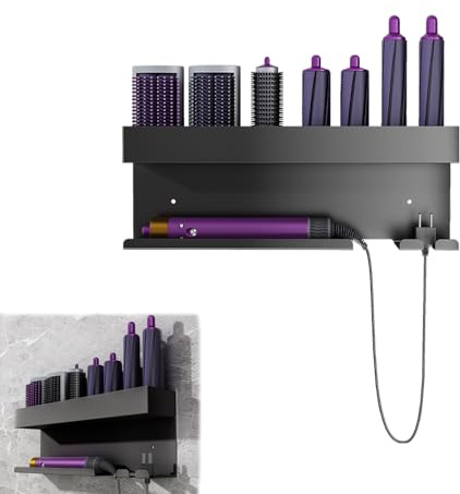 Neuytiky Föhnhalter Wand Ohne Bohren,öhn und Glätteisen Halterung Für Styler Lockenstab Zubehör,Fönhalterung Wandhalterung, Föhn Halterung Schwarz,Selbstklebend Haartrocknerhalter Organizer Bad