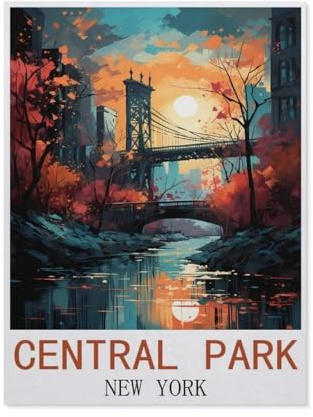 YYHMKBYY，1000 Piece Jigsaw Puzzle for Adults，Central Park New York Vintage Travel Poster，Paper Puzzle - for Adults Teens Educational Toys Gifts（50x70cm）-N43