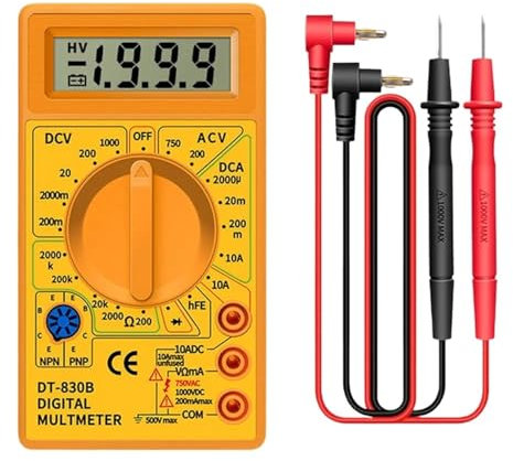 JWWIAZ DT830B AC/DC Digital Multimeter 750/1000V Voltmeter Ammeter Ohm Tester Handheld Meter Digital Multimeter(DT830B Yellow)