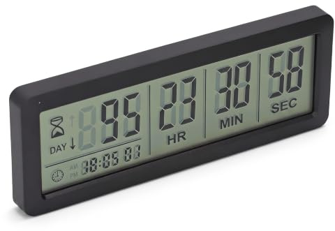 SENECESLI Timer für Digitale Countdown Tage, 999 Tage Count Down Clock mit Stand, Starker Magnetischer Rücken, Geeignet für den Urlaubspension (BLACK)
