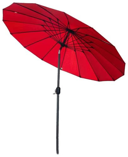Parasol de Jardin Shanghai 250 cm avec Manivelle, Parasol de Table de Patio Inclinable avec 16 Baleines, Parasol ExtéRieur for Balcon Terrasse(Rouge)