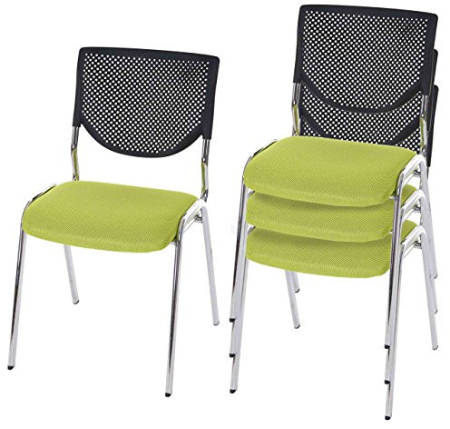 PROREGAL 4er-Set Besucherstuhl HxBxT 83x49x58cm Sitzhöhe 46cm Stoff/Textil Sitz Grün Konferenzstuhl stapelbar Wartezimmer Büro