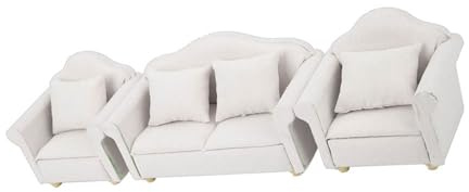 GEERYZHE Miniatur Dollhouse Möbel, Puppenhaus Sofa Dollhouse Möbelpuppenhaus Couch Mini Puppenhaus Plaid Sofa Möbel Spielzeug (White)