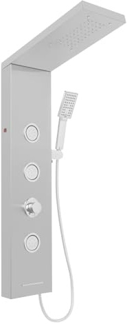 Duschpanel duschpanel, duschpanel med LED-belysning, hydrauliskt driven, 3 kroppsmassagemunstycken, huvuddusch, duschpanel i rostfritt stål, handhållen duschhållare (silver)