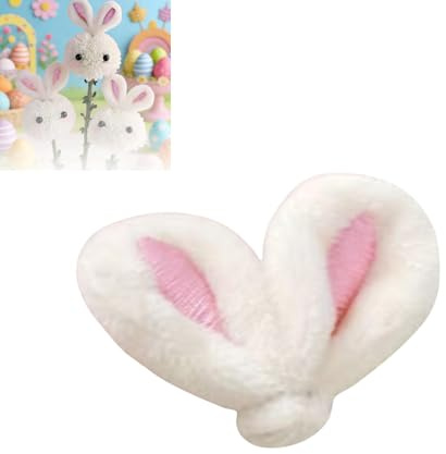 36 Pieces Mini Plush Easter Bunny Ears, Soft Fluffy Rabbit Ear Craft Ornaments for DIY Hair Clips, Spring Plant Flower Pot Decorations and Party Favour Supplies (Pink)
