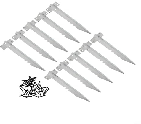 Heavy Duty Railway Sleeper Brackets for Garden Raised Bed Edging, Serrated Metal Stakes for Wooden Retaining Walls and Driveway Borders, Includes Fixing Screws(10pcs)