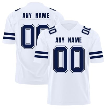 Personalised American Football Jersey Shirt for Children Adults Boys Girls Men Women, Custom Short Sleeve Sports Jerseys Practice Jersey Rugby Uniform with Name Number Team