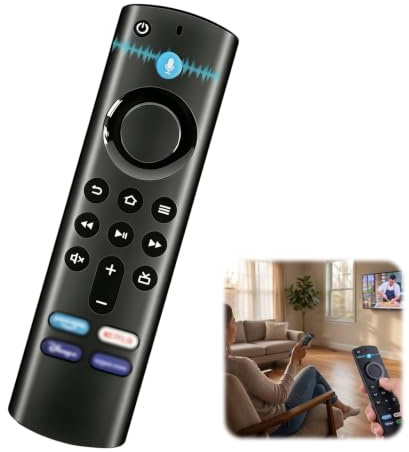 Ersatz-Sprachfernbedienung für Amazon Fire TV Stick 2./3. Gen, 4K, 4K Max, Lite, HD und Fire TV Cube 2./3. Gen, Bluetooth Sprachfernbedienung mit 4 App-Tasten, IR-Funktion und Schnellzugriff