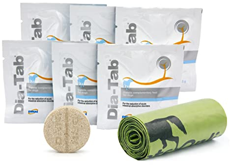 Dia-Tab Diarrhoea Tablets For Dogs - Effective Chewable Pet Medicine for Dogs and Cats (6 pack)