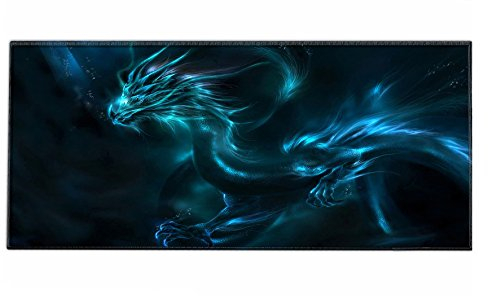 Silent Monsters Mauspad XXL 900 x 400 mm großes Mousepad Drache - Vernähter Rand, rutschfest & leise, für Gaming Büro Office Homeoffice - Tastatur - 90 x 40 cm groß Mouse Pad Mat - alle Maus Arten