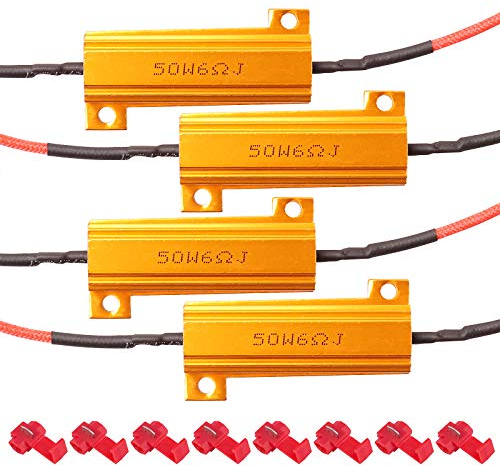 Kinstecks 4 Stück 50W 6 Ohm LED Lastwiderstände LED Blinkerwiderstand Blinkeradapter Blitzbehebungsfehler für Blinker Kennzeichenbeleuchtung DRL