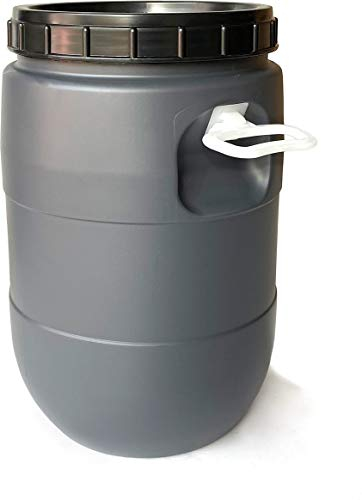 Mugar-Bidón Homologado para Uso Alimentario de PVC con 30 Litros, con Tapa de Rosca y Asas para Transporte. Hermético y Estanco
