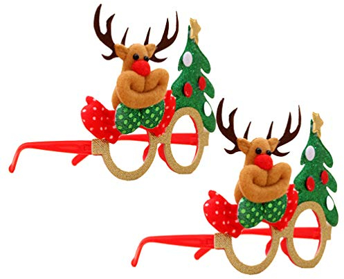 Amosfun 2pcs Weihnachten Brillengestell lustige Partei begünstigt Kinder Erwachsene Spielzeug Hirsch dekorative Gläser Cartoon Brillengestell Partei Foto Requisiten