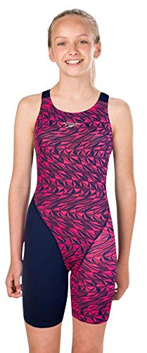 pentland brands plc Speedo Junior Mädchen Fastskin Endurance+ Rückenfrei Wettkampfanzug - Marineblau/Rosa