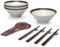Ramen Soup Bowl Set, Japanese Ceramic Noodle Bowl with Spoons and Chopsticks for Pho, Udon Rice and Salad, Traditional Hand-Made Gift (Mocha, 4×700ml)