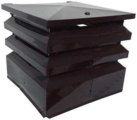 Comignolo marrone antivento antipioggia base rettangolare 6/10 fumaiolo per camino e canna fumaria (27 x 42 cm)
