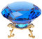 AHANDMAKER Briefbeschwerer mit Kristalldiamanten, groß, blauer Kristalldiamant mit Silber-Eisen-Ständer, Schmucksteine, Hochzeitsdekoration, Tafelaufsatz, Heimdekoration, 8 cm