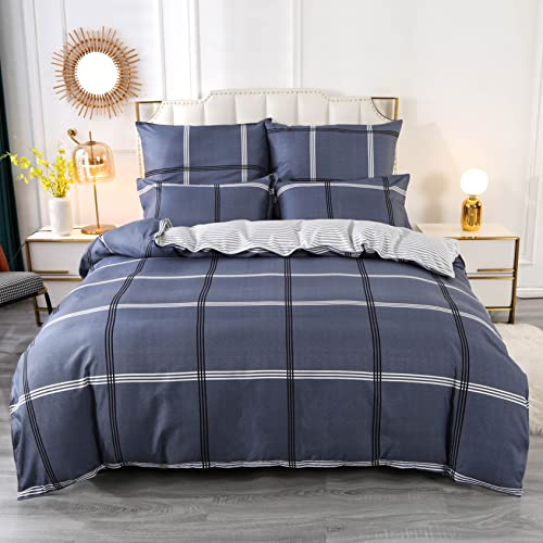 Homaxy Mikrofaser Bettwäsche 200x200cm mit Reißverschluss 3 TLG. Weiche Bettbezug Set Weiße Blätter Wendebettwäsche, 2 Kopfkissenbezug 80x80 cm (Style 10)