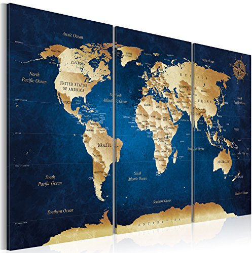 murando Acoustic Canvas Wall Art 120x80 cm / 47 x 32 picture with acoustic foam sound absorption print image Artwork 3 pcs room acoustics soundproofing world map card art Art k-A-0107-b-m