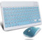 KeautFair Portatif sans Fil Bluetooth Ensemble Clavier et Souris QWERTY US Layout Rechargeable Tranquille 1200 DPI Réglable Voyager Windows/iOS/Android PC/Ordinateur Portable/iPad/Smartphone(Bleu)