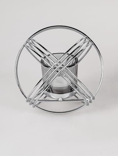 Formano Windlicht Teelichthalter Kugel Silber Kerzenhalter Teelichter, Kerzenständer (Metall Kugel 15 cm)