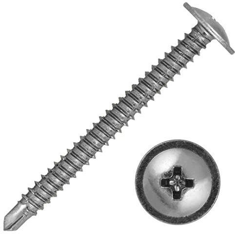 (100, 4.8 x 60mm) Baypole Screws Self Drilling PH2 Wafer Head Fully Threaded Bright Zinc Plated For Joining uPVC Bay Window Sections and Conservatory Frames