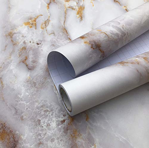 Agoon Marble Sticky Back Plastic 45cm x 3m Furniture Stickers Waterproof Wallpaper Contact Wallpaper Self Adhesive Vinyl Film for Kitchen Countertop Furniture Easy to Remove