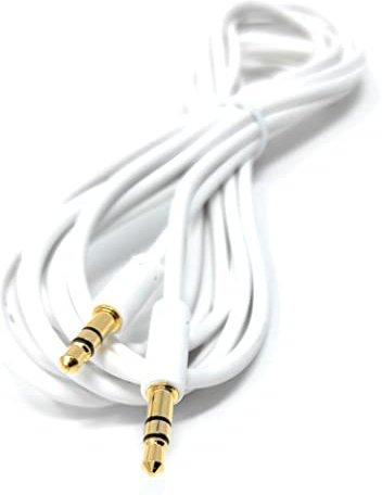 DRUT 3m 3.5mm Stereo Audio Jack Plug to Plug, Male to Male AUX, Slim Flexible Lead Cable 10ft White