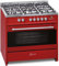 Gurari GCH E 911 R, fornello elettrico a gas, 90 cm, piano cottura, 121 l, piano cottura a gas, 3,8 kW WOK, multifunzione 8 funzioni, gas naturale, gas propano, rosso