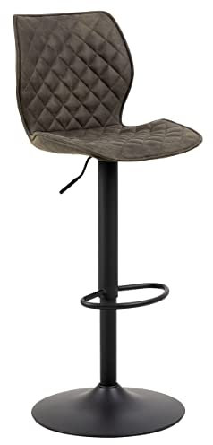 AC Design Furniture Nadja Höhenverstellbare Barhocker 2er Set, Gepolsterte Barhocker mit Mikrofaserstoff in Anthrazit und Schwarz Metall Trompetenfuß, Hochstühle mit Drehfunktion, Barstühle mit Lehne