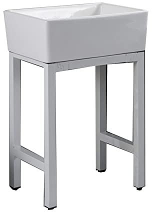 Küchenspüle aus Keramik, freistehend,Küchenspüle Gewerbliche/Industriespüle,Schwarz Freistehende Küchenspüle ,mit Schlauchanschluß Waschtisch,für Garage ,Garten,Bar ,Singleküche. ( Size : 39*50*85cm ,